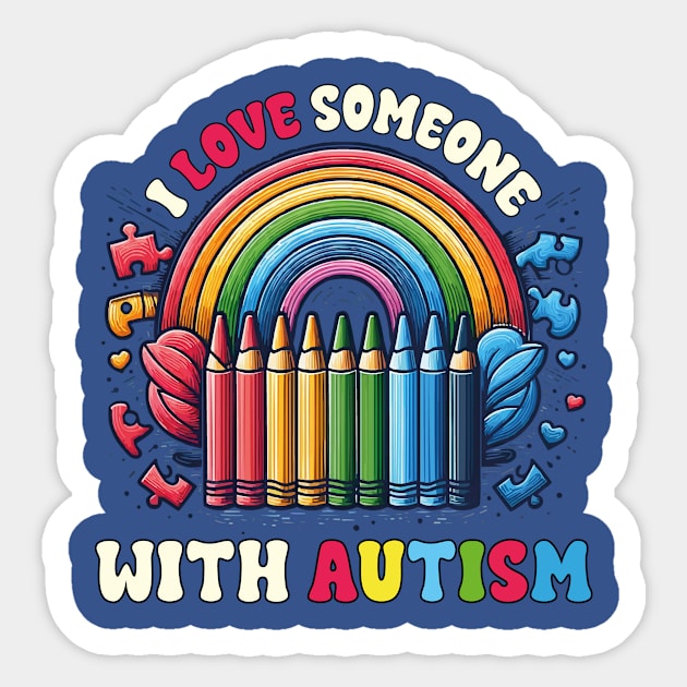 I Love Someone With Autism Awareness Puzzle SPED Teacher Sticker by JUST PINK